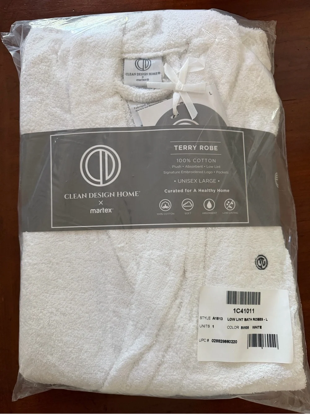 Clean Design Home White Cotton Terry Bathrobe - Plush Unisex Robe